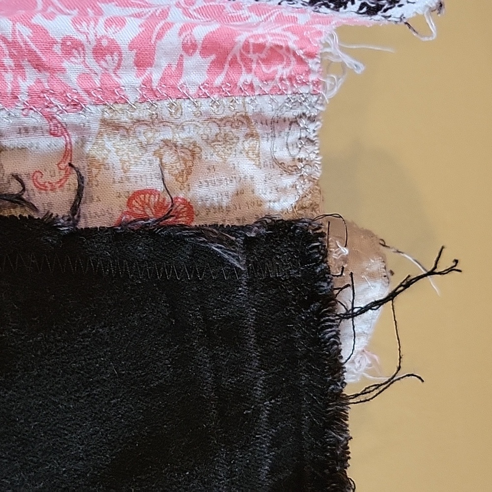 HAND CRAFTED Maxi Skirt UPCYCLED Black Denim Floral Pink Black Prints Size 12 - Picture 10 of 16